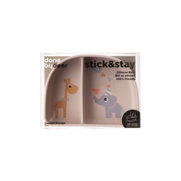Миска силіконова секційна з присоскою пісочного кольору Stick & Stay Celebration, Done by Deer