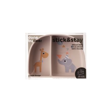 Миска силіконова секційна з присоскою пісочного кольору Stick & Stay Celebration, Done by Deer