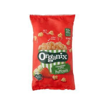 Снеки "Полуничний пафкорн" органічні (з 12 місяців) 4x10г, Organix