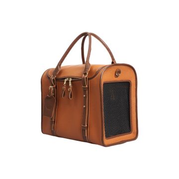 Сумка-переноска для собак шкіряна коричнева розмір Standard, Maltipoo Shop