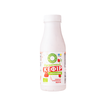 Кефір органічний з наповнювачем "Полуниця" 2,5% жиру 280г, Organic Milk