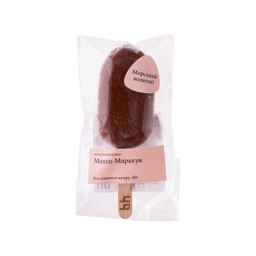 Морозиво сорбет Манго-маракуя з колагеном без доданого цукру в молочному шоколаді (з підсолоджувачем) 40г, Bakehouse