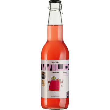 Напій слабогазований ферментований непастеризований Комбуча Малина 330мл, Wild Kombucha