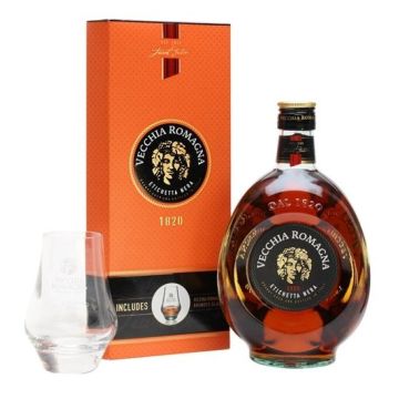 Бренді Vecchia Romagna Etiqhetta Nera, gift box + glass, 0.7 л