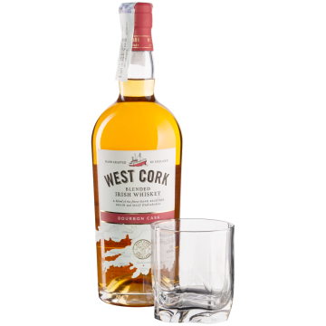 Віскі West Cork Bourbon Cask + glass, 0.7 л