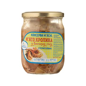 Консерви м'ясні "М'ясо кролика у власному соку" 500г, Наш Кріль