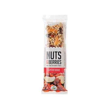 Батончик горіховий з чіа, какао бобами та ягодами органічний 40г, Nuts&Berries