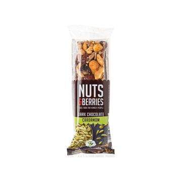 Батончик горіховий з кардамоном та чорним шоколадом органічний 40г, Nuts&Berries