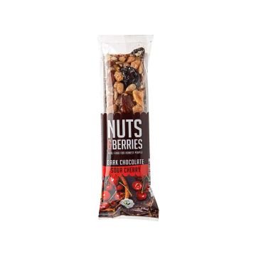 Батончик горіховий з вишнею та чорним шоколадом органічний 40г, Nuts&Berries