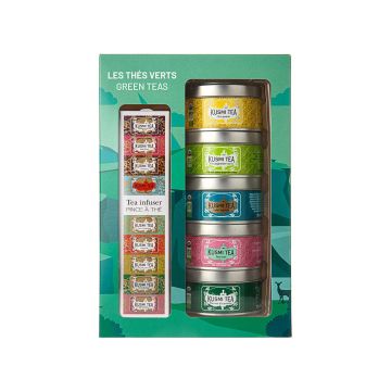 Набір зеленого органічного чаю з ситечком 5шт 100г, Kusmi Tea