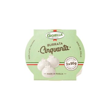 Сир м'який з коров'ячого молока Бурата 3х50г, Gioiella