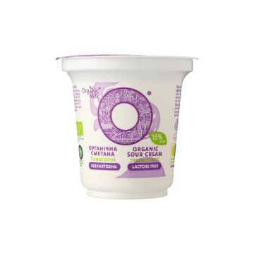 Сметана органічна  безлактозна термостатна 15% 250г, Organic Milk