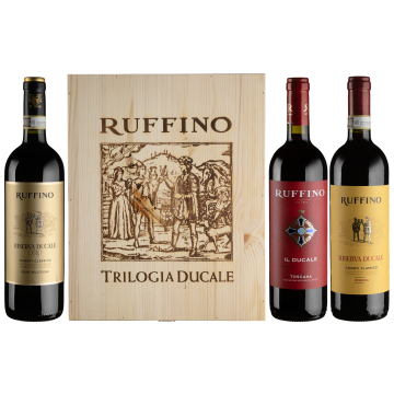 Вино Ruffino Il Ducale + Riserva Ducale + Riserva Ducale Oro Gran Selezione / Набір вин Іль Дукалє + Різерва Дукалє + Різерва Дукалє Оро Гран Селезьйон, червоне сухе, 2.25 л