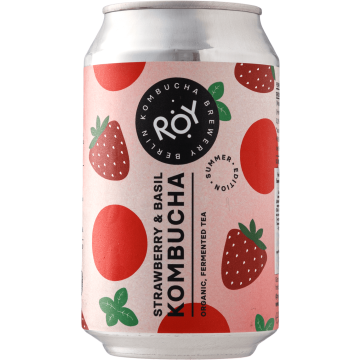 Напій ферментований Комбуча Полуниця & Базилік органічний 330мл, ROY Kombucha