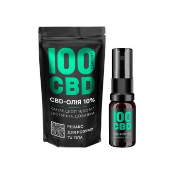 Дієтична добавка у флаконі Спрей Оральний  CBD-олія 10% 10мл, 100% CBD