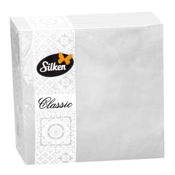 Серветки "Білі" 3-шарові 33х33см (20шт), Silken
